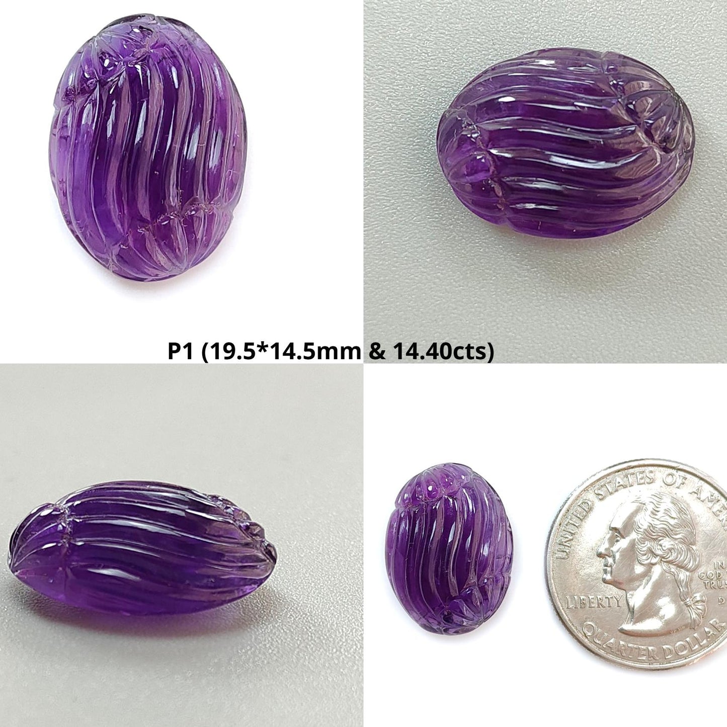Purple Amethyst Quartz Gemstone Carving: Natural Untreated Unheated Amethyst Hand Carved Oval Shape 1pc for Jewelry February Birthstone