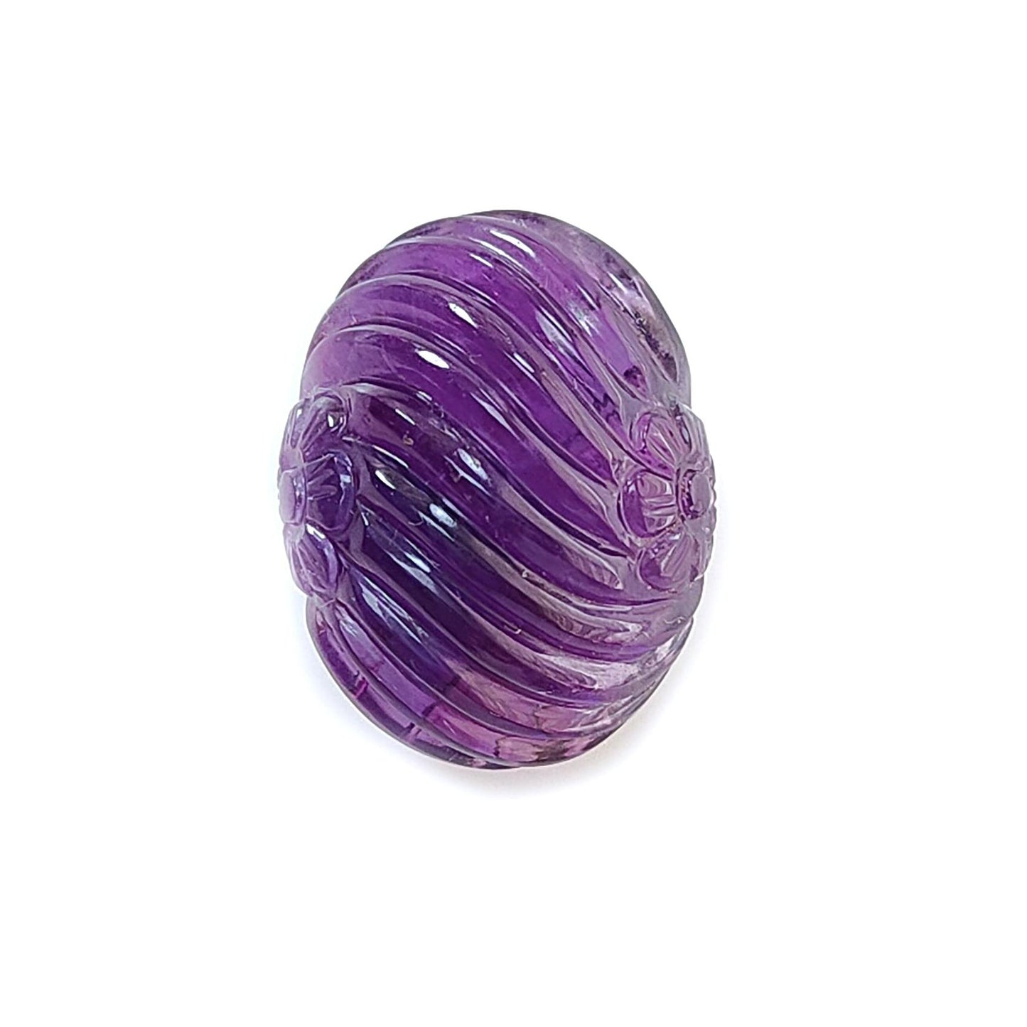 Purple Amethyst Quartz Gemstone Carving: Natural Untreated Unheated Amethyst Hand Carved Oval Shape 1pc for Jewelry February Birthstone