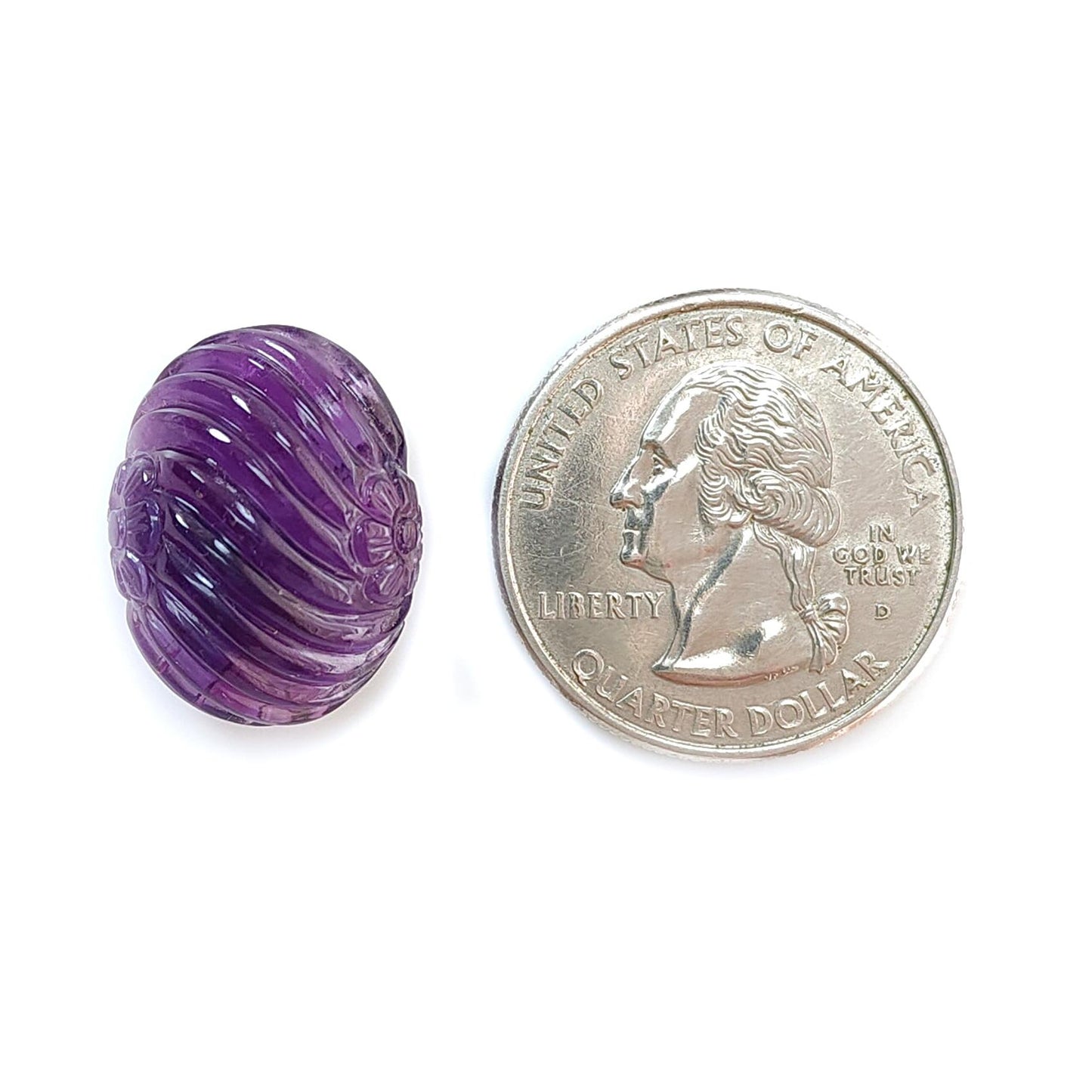 Purple Amethyst Quartz Gemstone Carving: Natural Untreated Unheated Amethyst Hand Carved Oval Shape 1pc for Jewelry February Birthstone