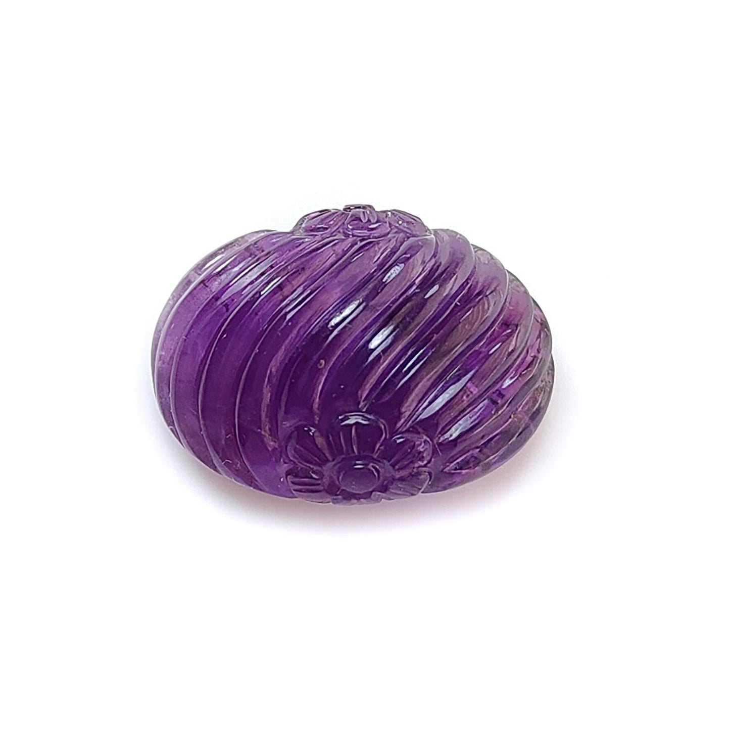 Purple Amethyst Quartz Gemstone Carving: Natural Untreated Unheated Amethyst Hand Carved Oval Shape 1pc for Jewelry February Birthstone