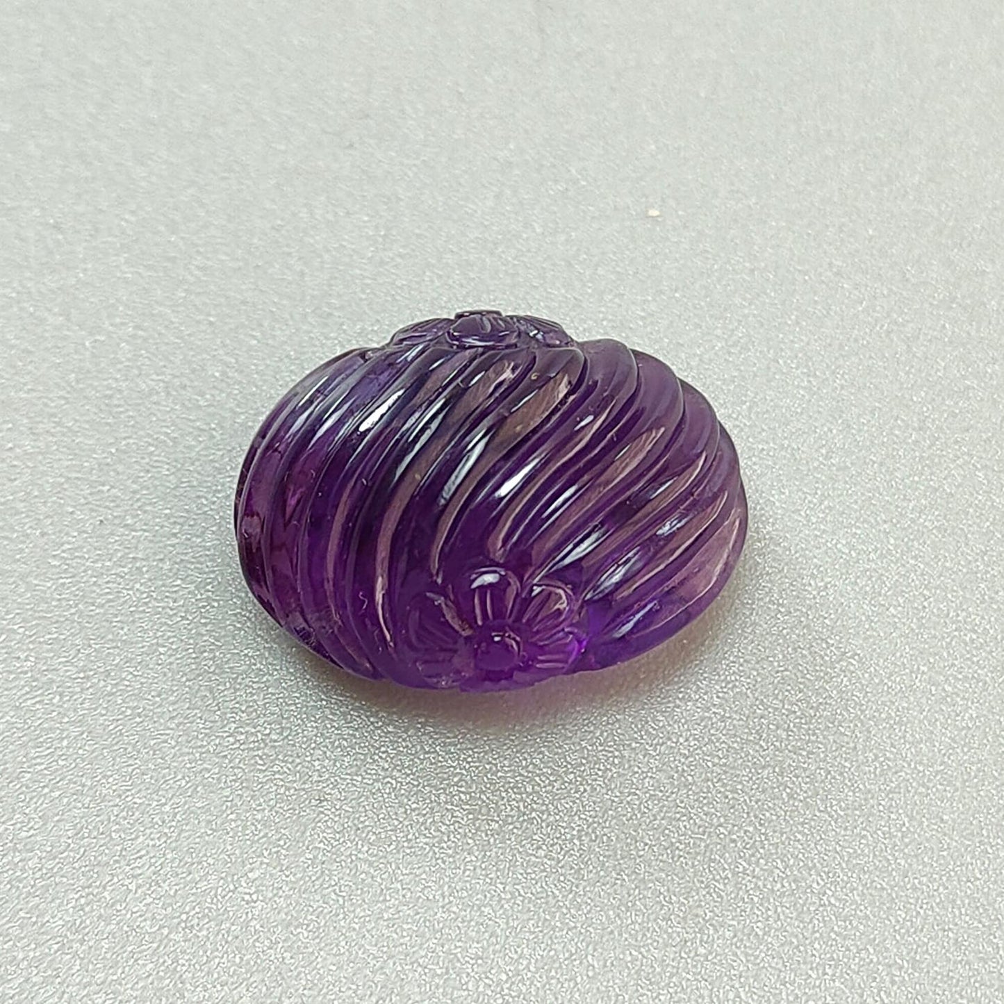 Purple Amethyst Quartz Gemstone Carving: Natural Untreated Unheated Amethyst Hand Carved Oval Shape 1pc for Jewelry February Birthstone