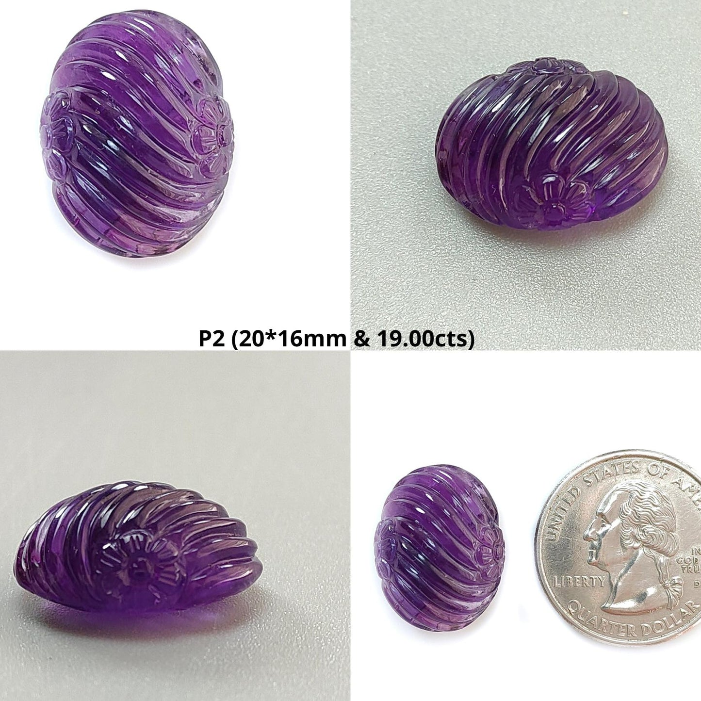Purple Amethyst Quartz Gemstone Carving: Natural Untreated Unheated Amethyst Hand Carved Oval Shape 1pc for Jewelry February Birthstone