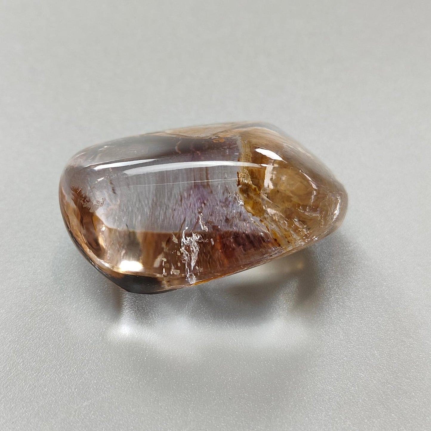 Rutile Amethyst Quartz Gemstone Tumble : 186.80cts Natural Untreated Purple Amethyst Uneven Shape 40*28mm