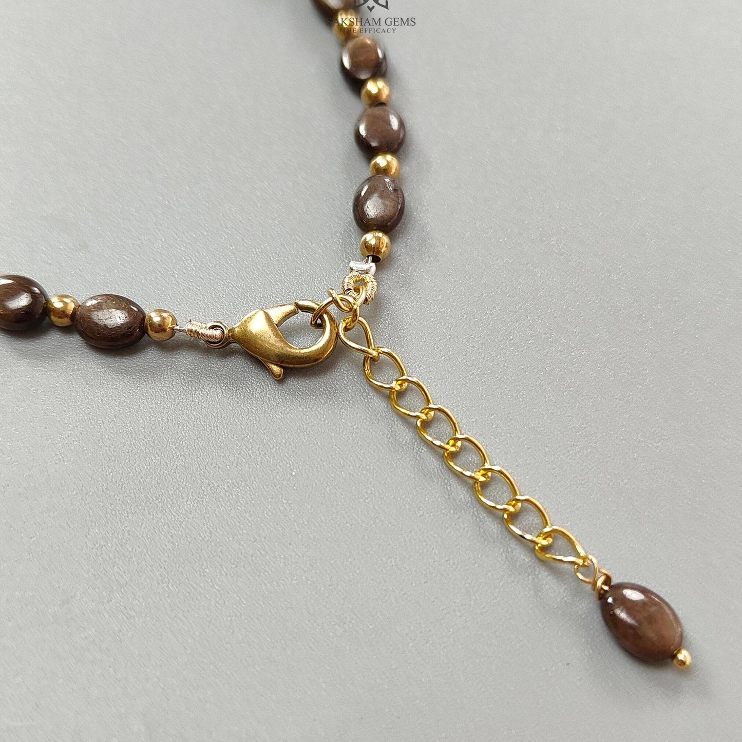 Golden Brown Chocolate Sapphire Beads Bracelet: 7.14gms Natural Untreated Sapphire Oval Shape Plain Brass Bracelet 6*5mm 6.70"