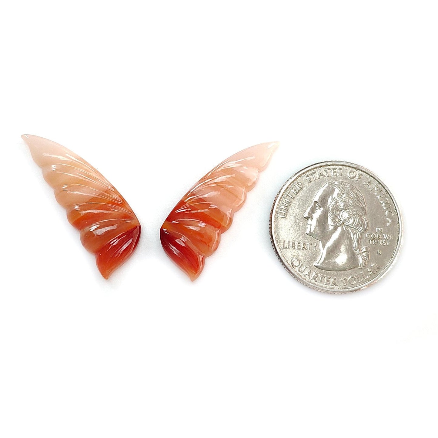 Multi Color Botswana Agate Gemstone Carving: Natural Untreated Bi-Color Agate Hand Carved Sea Shell & Butterfly 1pc, Pair for Jewelry