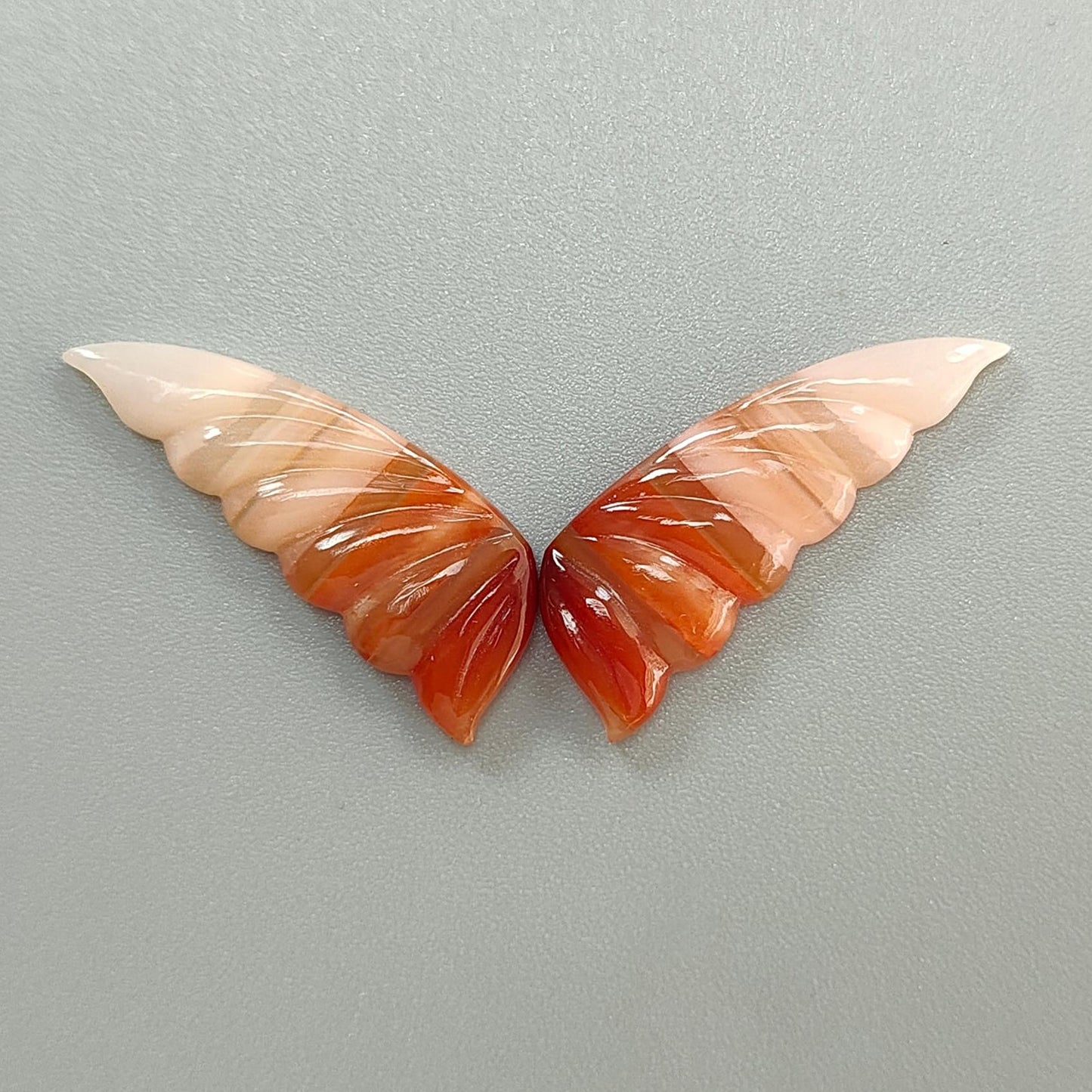 Multi Color Botswana Agate Gemstone Carving: Natural Untreated Bi-Color Agate Hand Carved Sea Shell & Butterfly 1pc, Pair for Jewelry