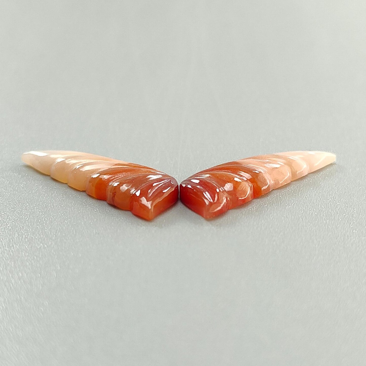 Multi Color Botswana Agate Gemstone Carving: Natural Untreated Bi-Color Agate Hand Carved Sea Shell & Butterfly 1pc, Pair for Jewelry