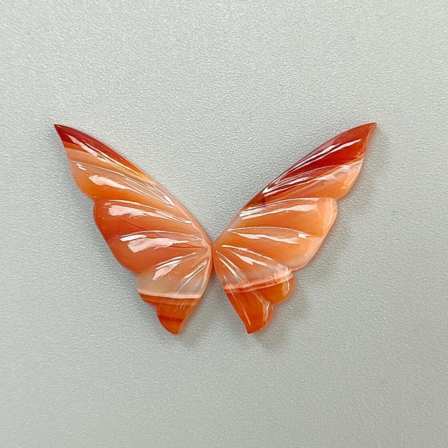 Peach Moonstone, Bi-Color Agate & Pink Opal Gemstone Carving: Natural Untreated Multi Color Gemstone Hand Carved Butterfly Pair for Jewelry
