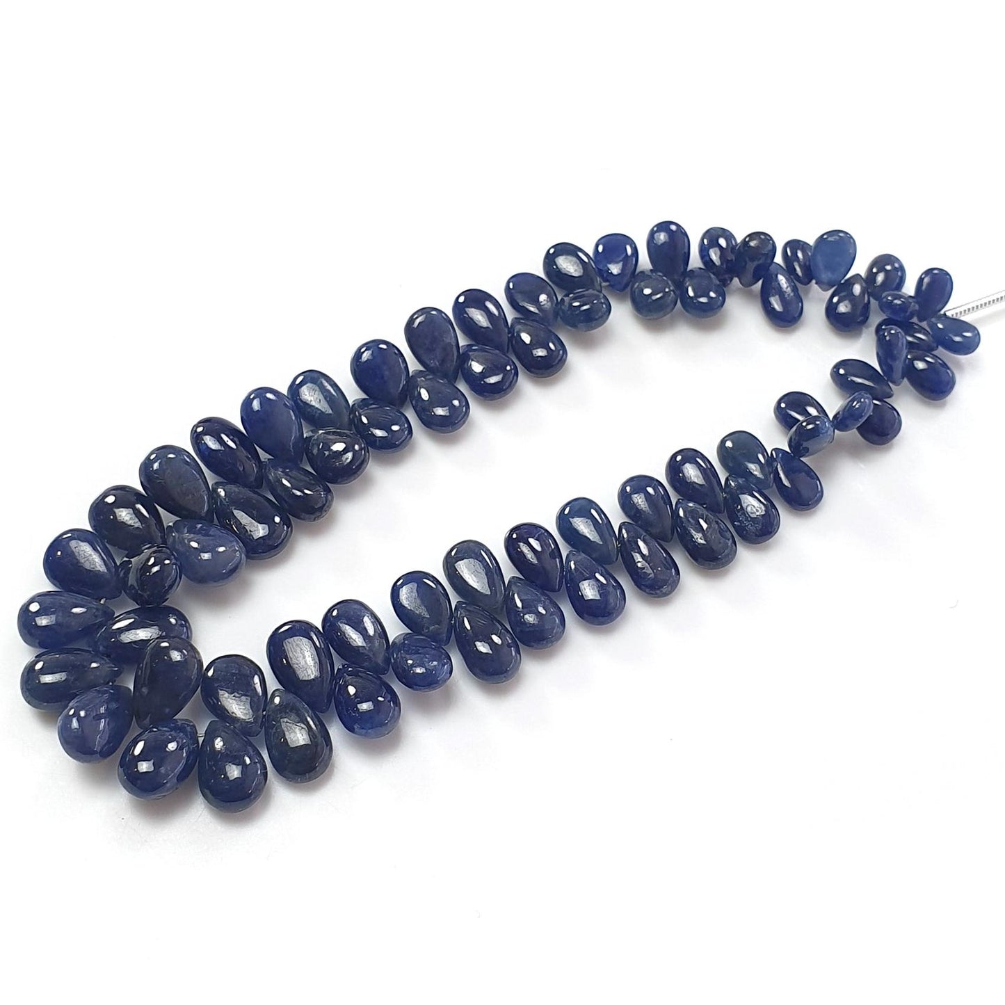 Blue Sapphire Smooth Loose Beads: 100.00cts (Approx) Natural Untreated Sapphire Plain Pear Briolette Beads 6*4mm-9*6mm September Birthstone