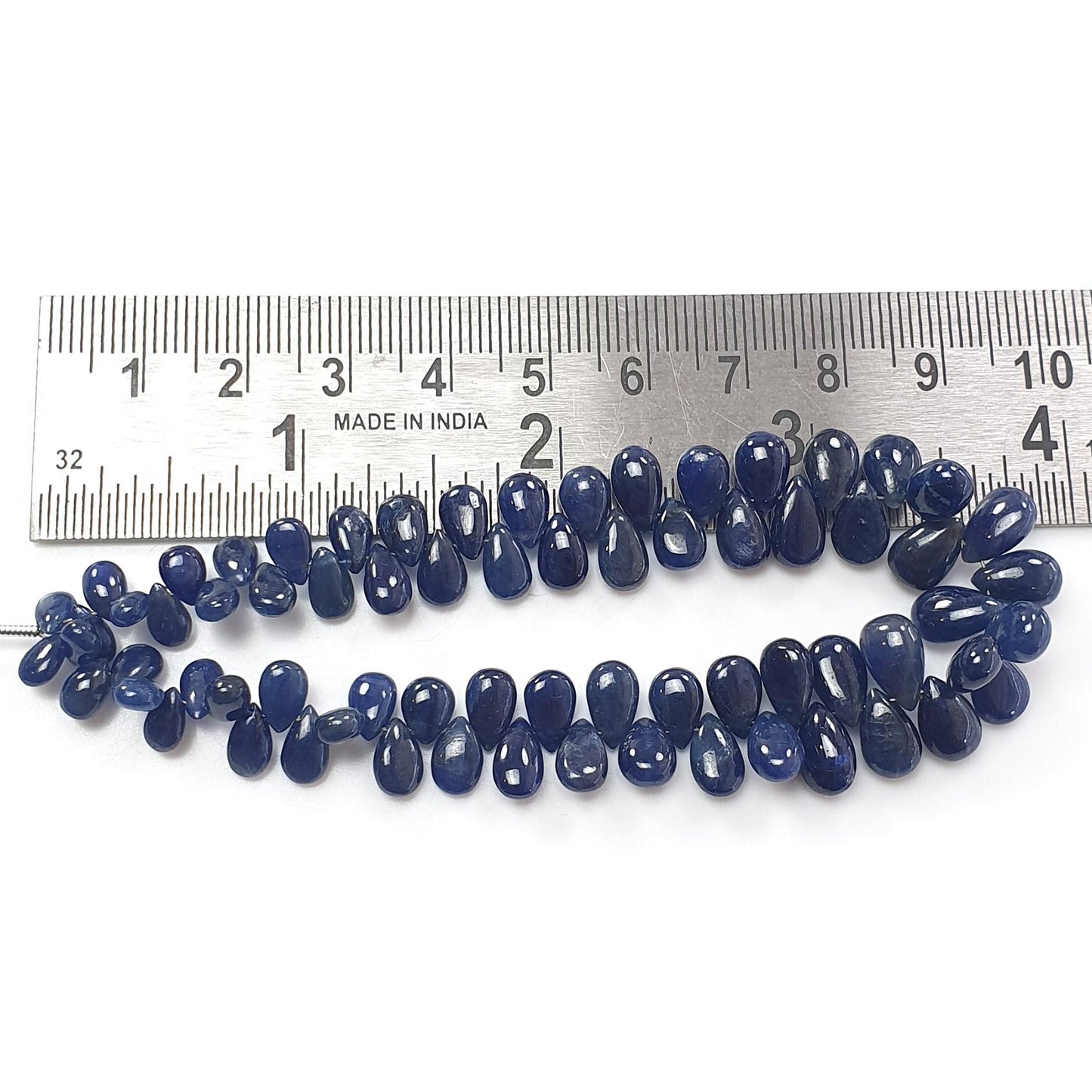 Blue Sapphire Smooth Loose Beads: 100.00cts (Approx) Natural Untreated Sapphire Plain Pear Briolette Beads 6*4mm-9*6mm September Birthstone