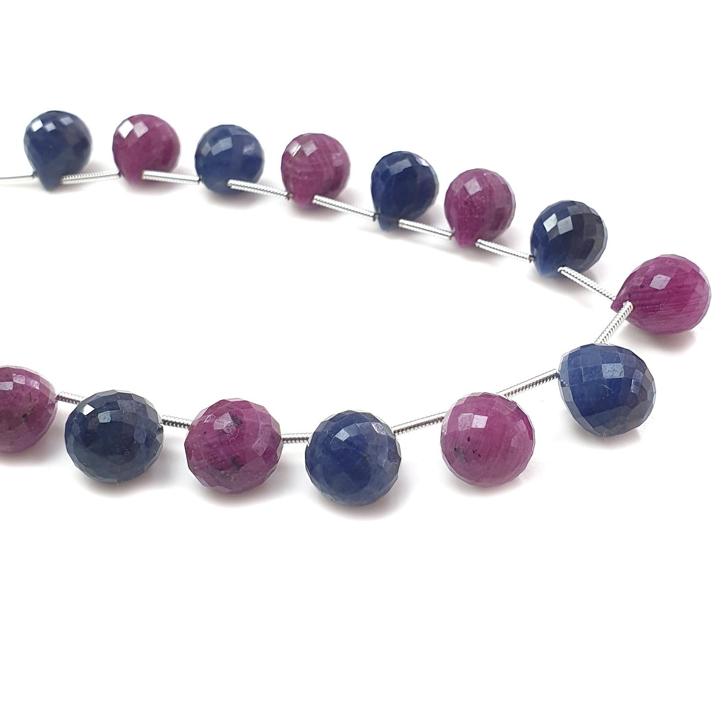 Blue Sapphire, Ruby Faceted Loose Beads: 189.00cts Natural Untreated Unheated Sapphire Checker Cut Teardrop Beads 12mm