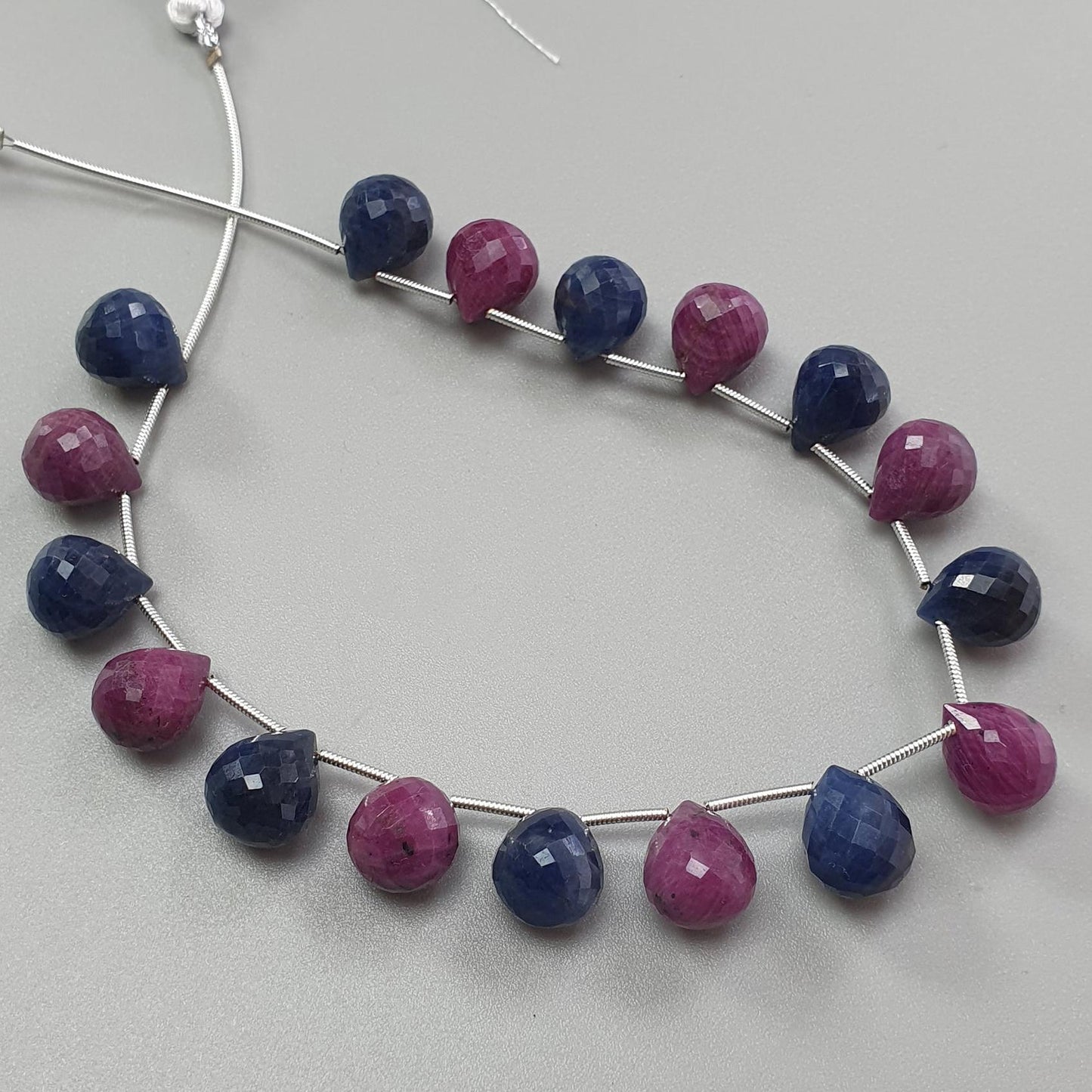 Blue Sapphire, Ruby Faceted Loose Beads: 189.00cts Natural Untreated Unheated Sapphire Checker Cut Teardrop Beads 12mm