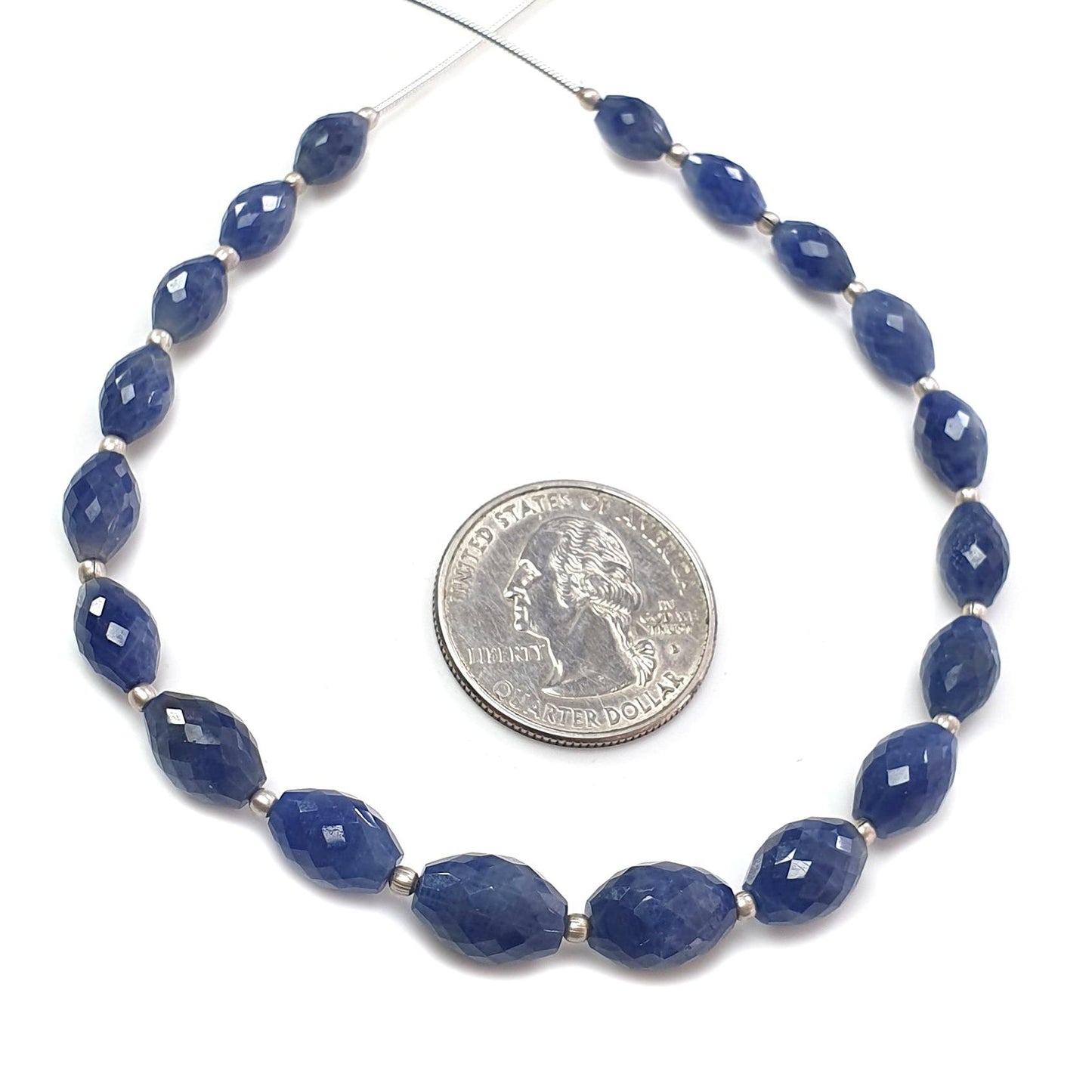 Blue Sapphire Faceted Loose Beads: 77.50cts Natural Untreated Sapphire Checker Cut Fancy Beads 8mm - 11mm 8.5" Strand September Birthstone