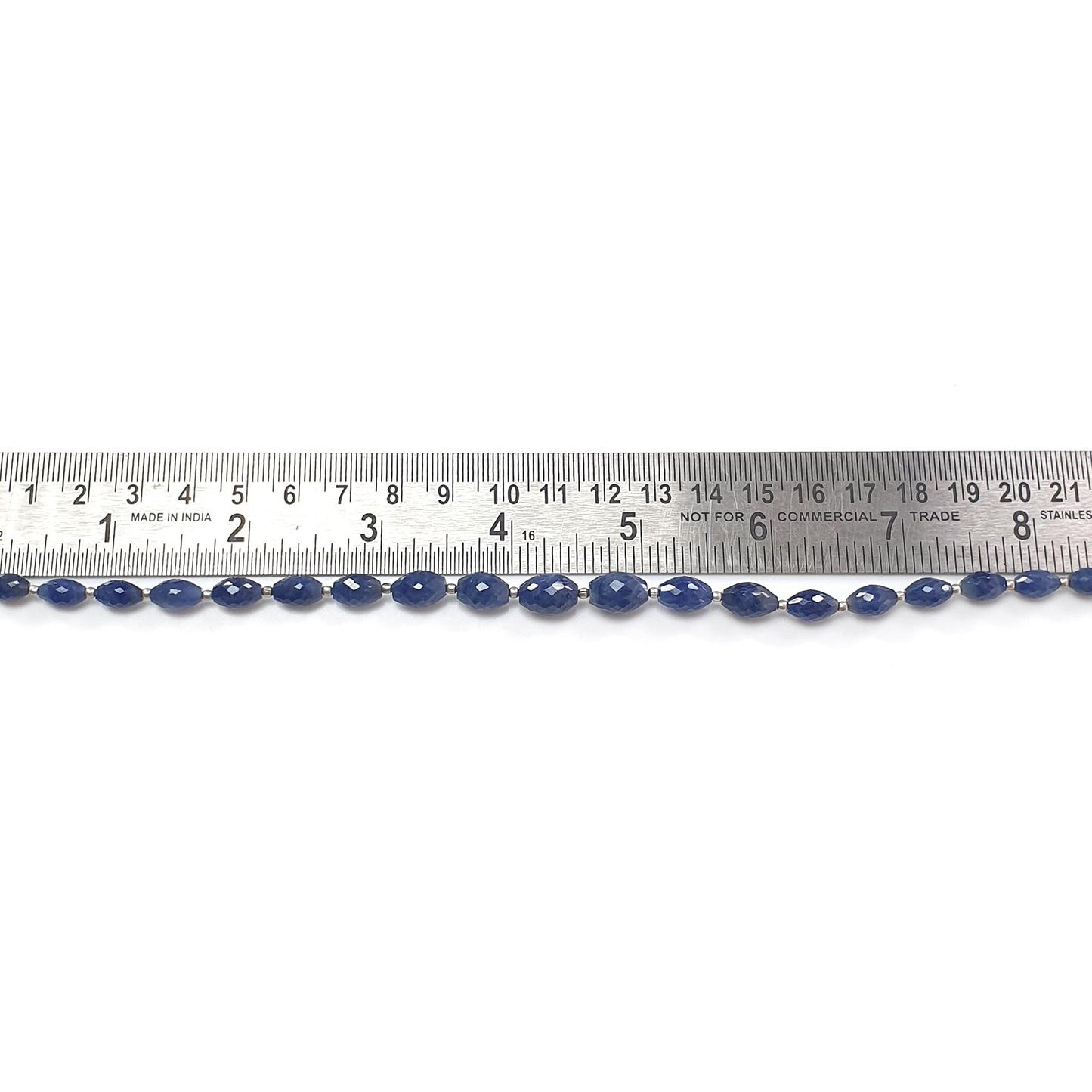 Blue Sapphire Faceted Loose Beads: 77.50cts Natural Untreated Sapphire Checker Cut Fancy Beads 8mm - 11mm 8.5" Strand September Birthstone