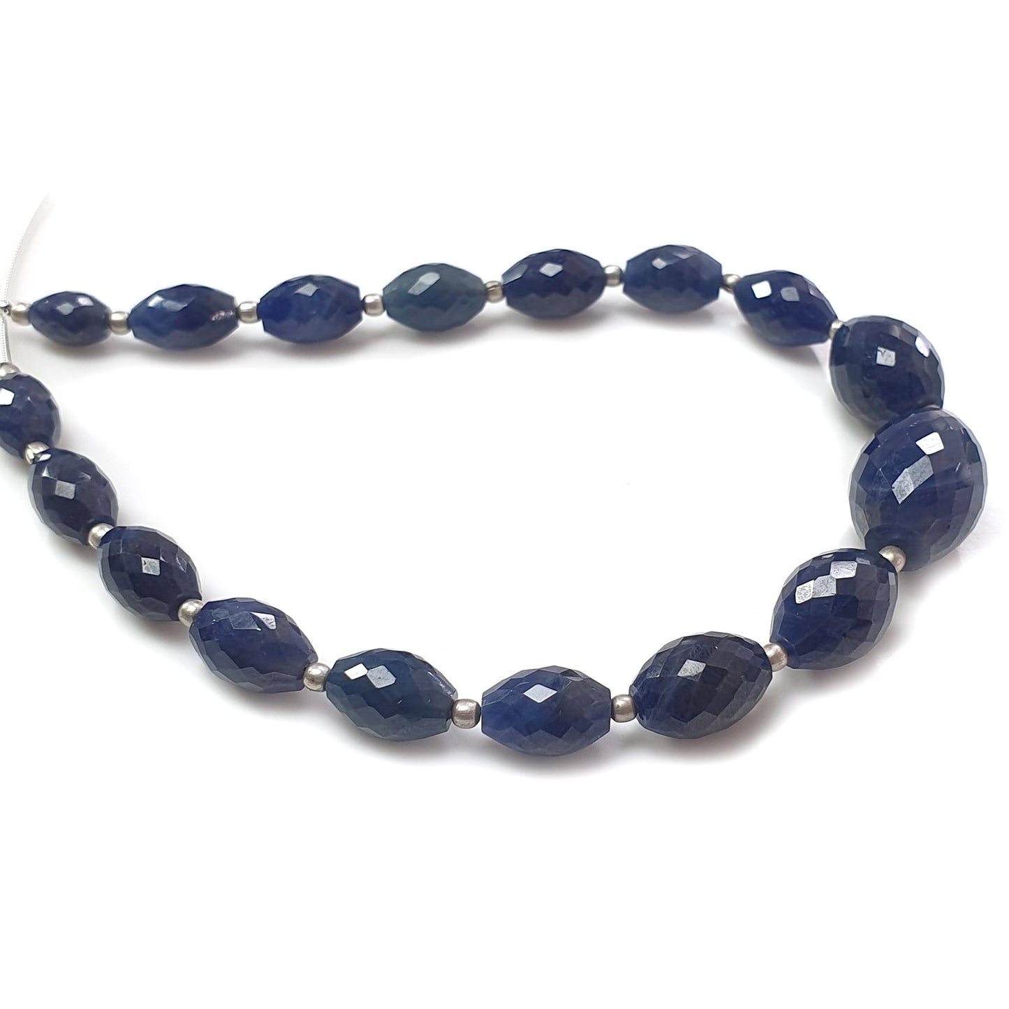 Blue Sapphire Faceted Loose Beads: 92.40cts Natural Untreated Sapphire Checker Cut Fancy Beads 7mm - 15mm 8" Strand September Birthstone