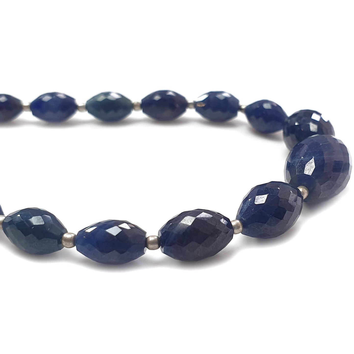 Blue Sapphire Faceted Loose Beads: 92.40cts Natural Untreated Sapphire Checker Cut Fancy Beads 7mm - 15mm 8" Strand September Birthstone