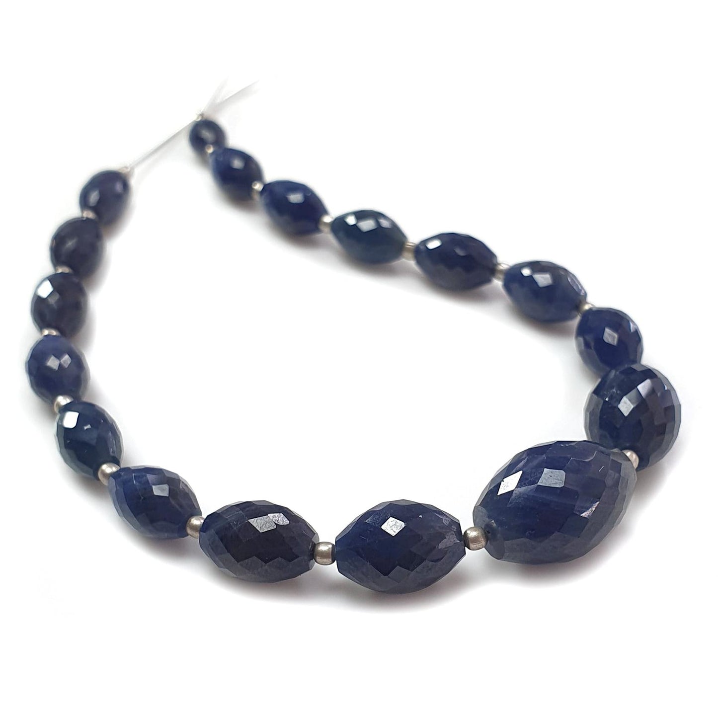Blue Sapphire Faceted Loose Beads: 92.40cts Natural Untreated Sapphire Checker Cut Fancy Beads 7mm - 15mm 8" Strand September Birthstone