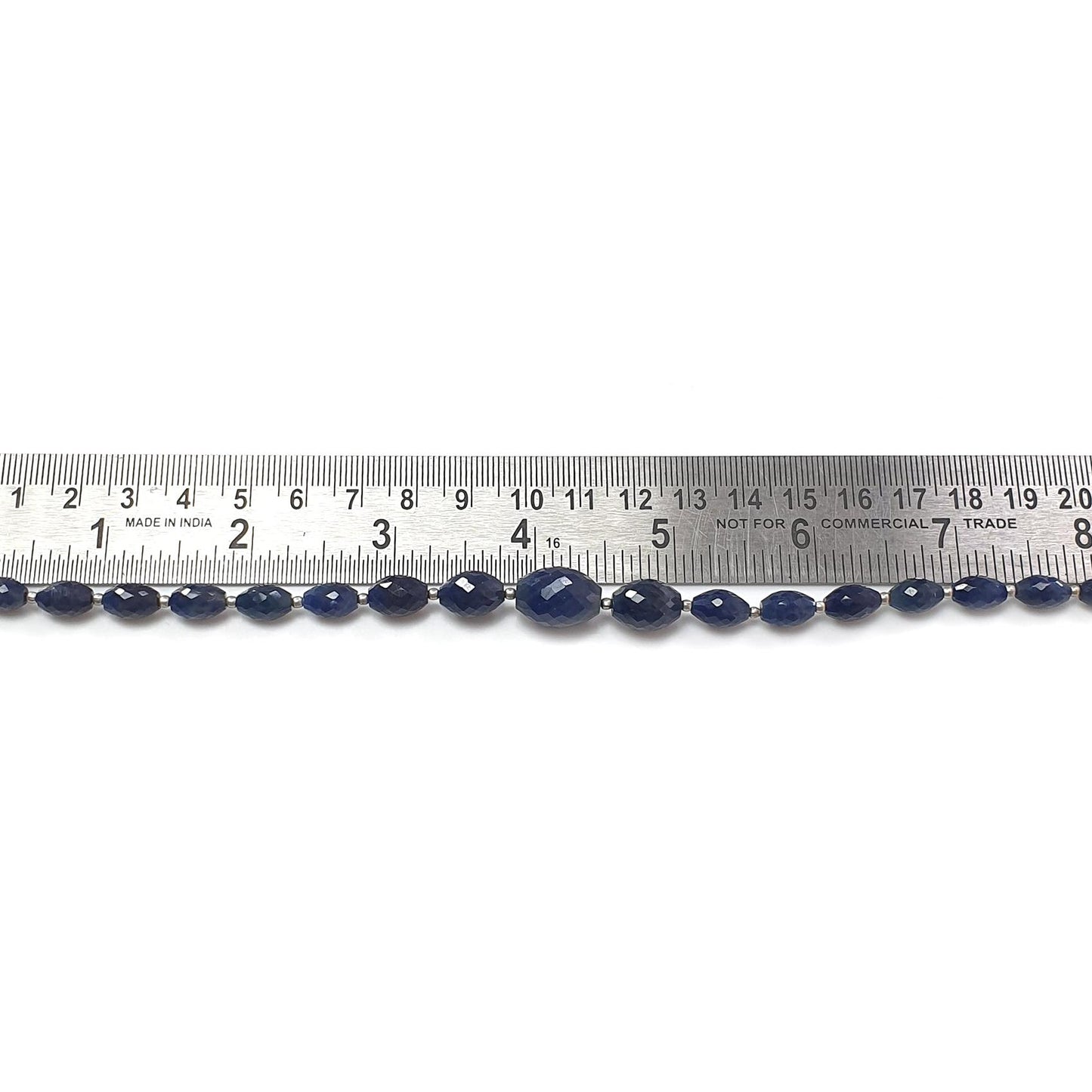Blue Sapphire Faceted Loose Beads: 92.40cts Natural Untreated Sapphire Checker Cut Fancy Beads 7mm - 15mm 8" Strand September Birthstone