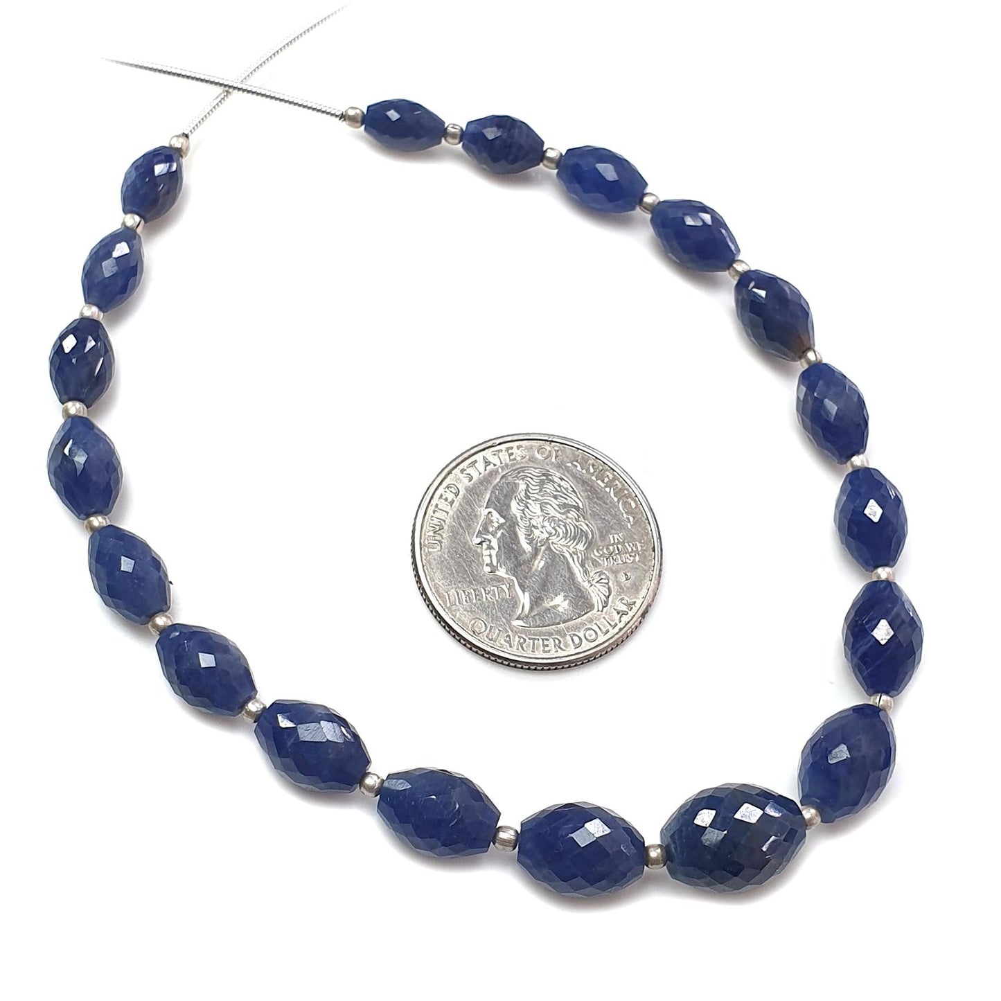 Blue Sapphire Faceted Loose Beads: 93.30cts Natural Untreated Sapphire Checker Cut Fancy Beads 8mm - 12mm 8.75" Strand September Birthstone
