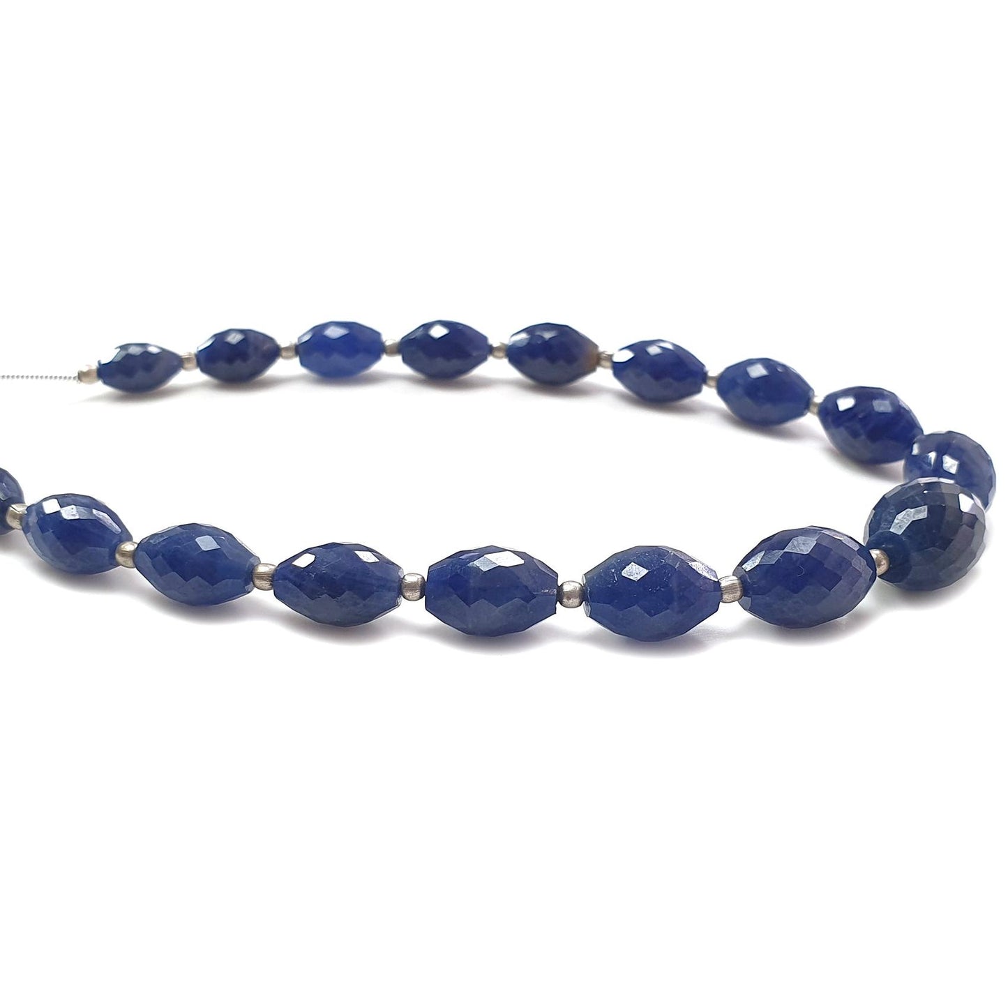 Blue Sapphire Faceted Loose Beads: 93.30cts Natural Untreated Sapphire Checker Cut Fancy Beads 8mm - 12mm 8.75" Strand September Birthstone