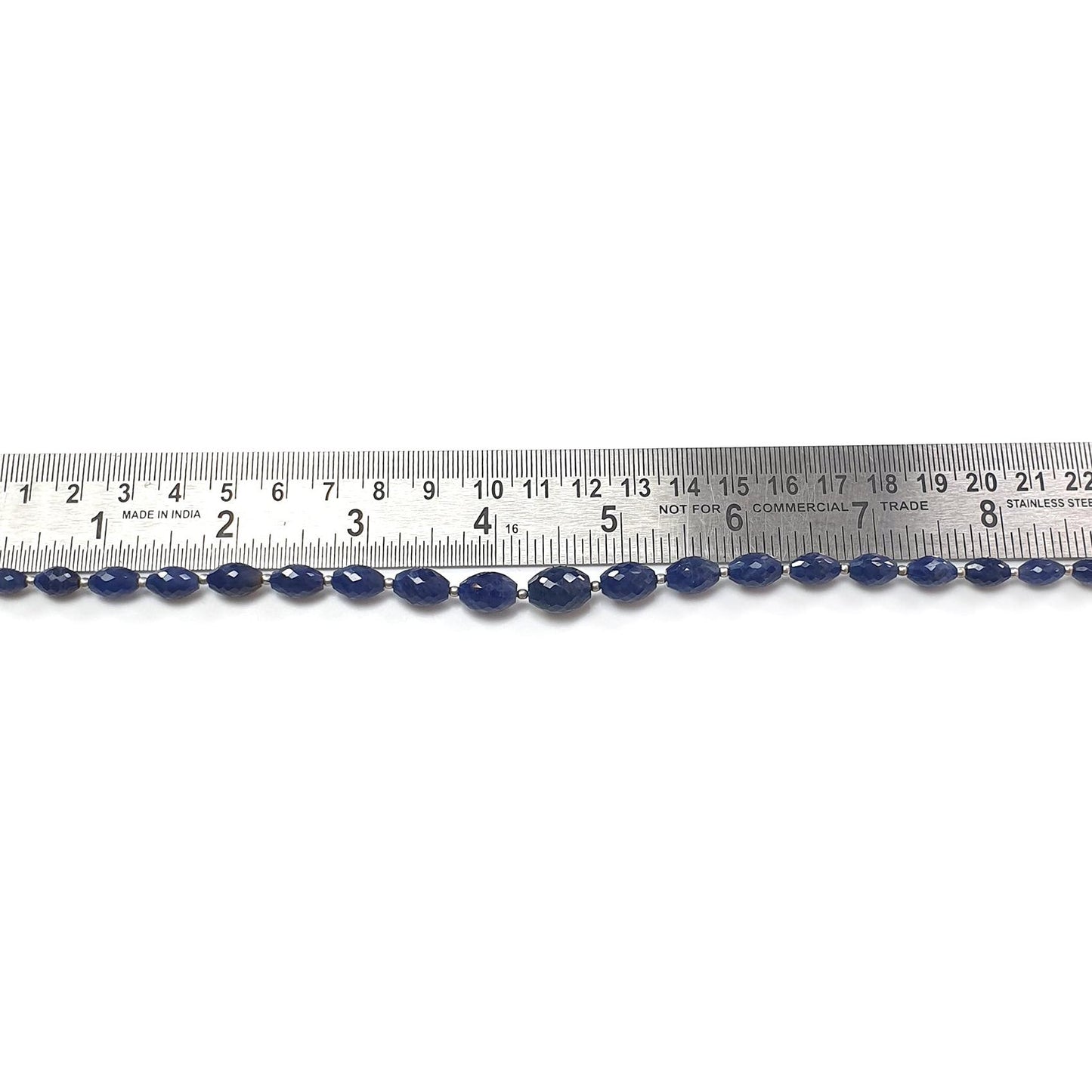 Blue Sapphire Faceted Loose Beads: 93.30cts Natural Untreated Sapphire Checker Cut Fancy Beads 8mm - 12mm 8.75" Strand September Birthstone