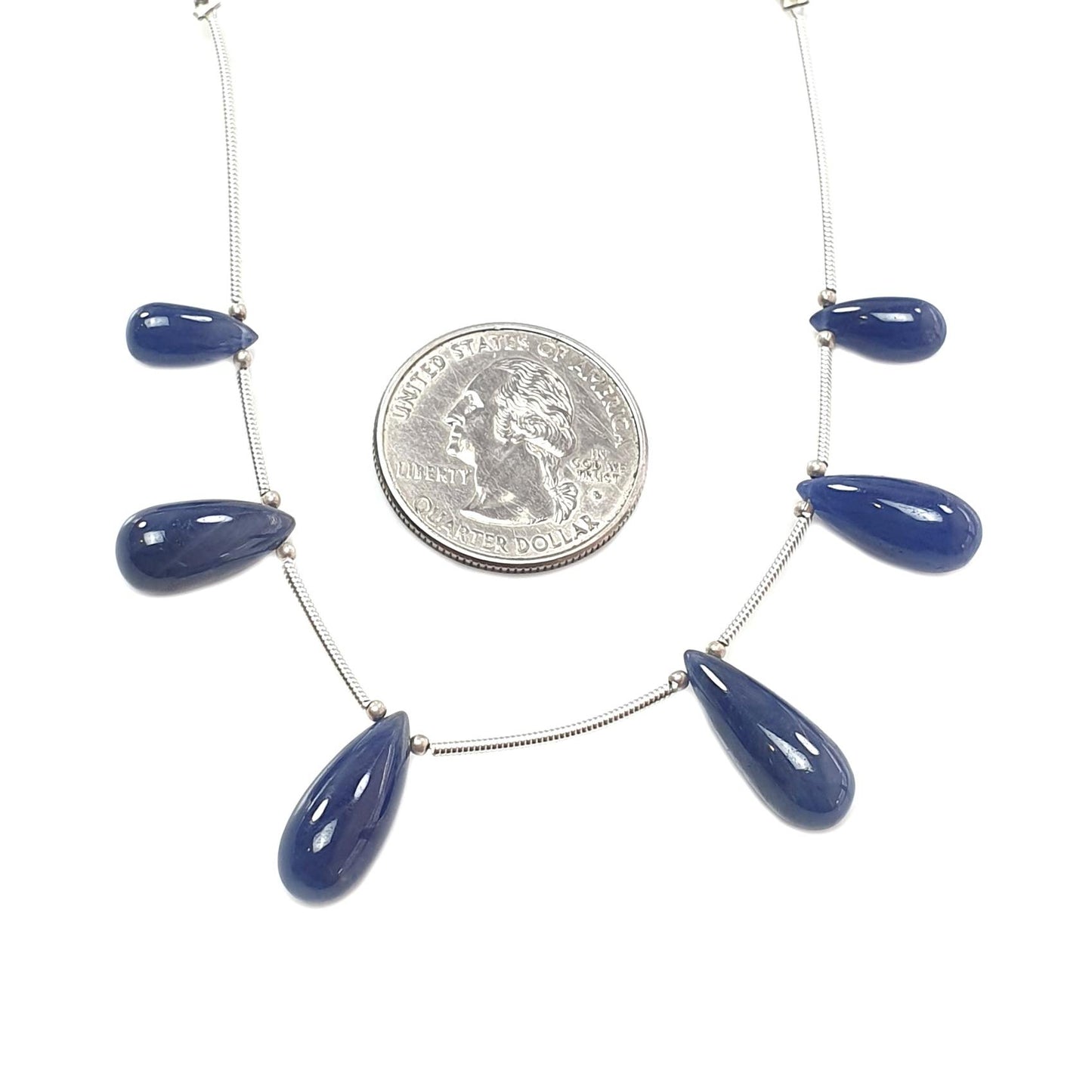 Blue Sapphire Smooth Loose Beads: 43.15cts Natural Untreated Sapphire Plain Teardrops 925 Silver Beads 11mm - 18mm September Birthstone