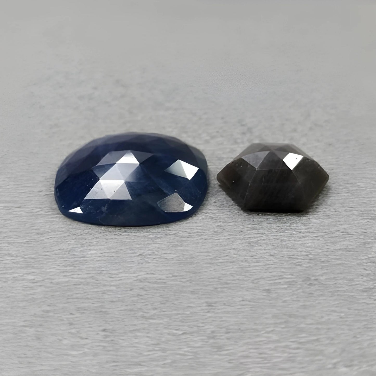 15.00cts Blue, Silver Sapphire Rose Cut Natural Untreated Pear Shape 2pcs