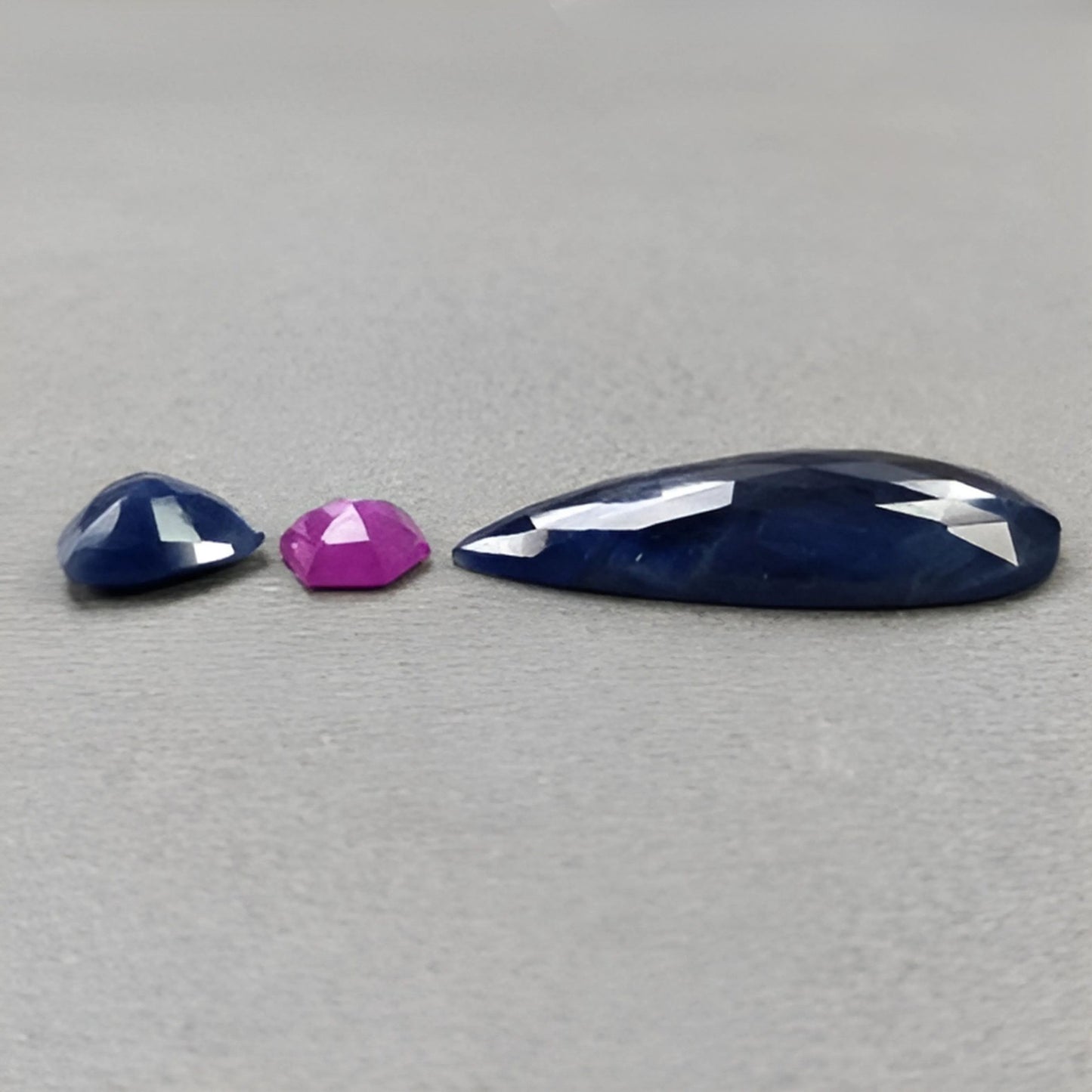 22.60cts Blue & Raspberry Sapphire Rose Cut Natural Untreated Pear Shape 3pcs