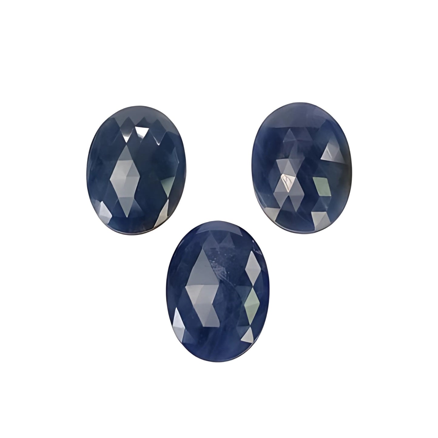 blue sapphire oval rose cut slices