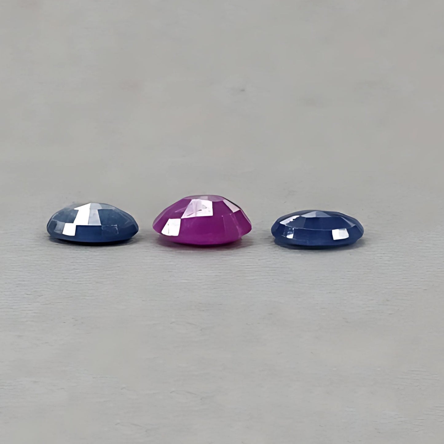 13.05cts Ruby, Sapphire Gemstone Normal Cut Natural Untreated Oval Shape 3pcs