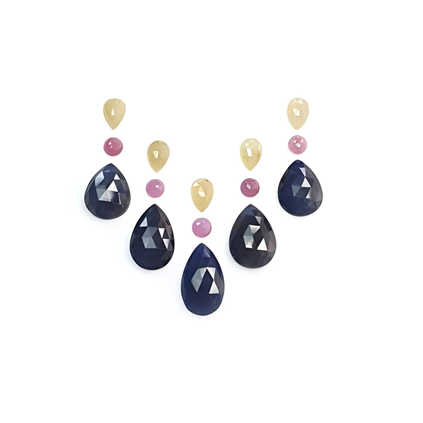 sapphire pear, round rose cut
