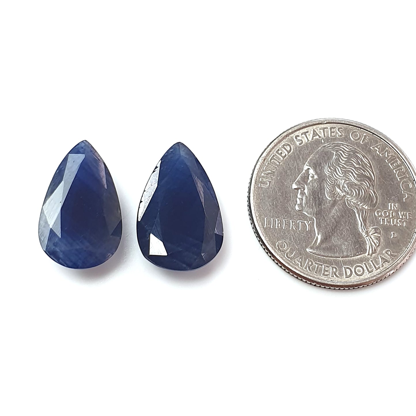 Blue Sapphire Gemstone Fancy Cut : 17.10cts Natural Untreated Sapphire Both Side Faceted Pear Shape 17*10mm - 18*11mm 2pcs for Jewelry Set