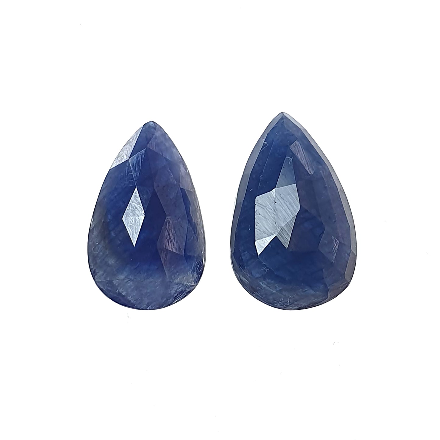 Blue Sapphire Gemstone Fancy Cut : 17.10cts Natural Untreated Sapphire Both Side Faceted Pear Shape 17*10mm - 18*11mm 2pcs for Jewelry Set