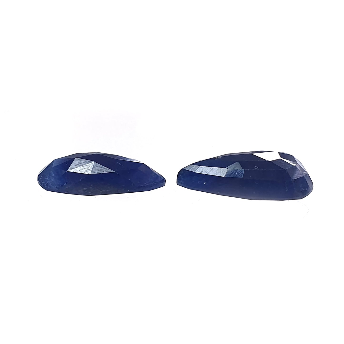Blue Sapphire Gemstone Fancy Cut : 17.10cts Natural Untreated Sapphire Both Side Faceted Pear Shape 17*10mm - 18*11mm 2pcs for Jewelry Set