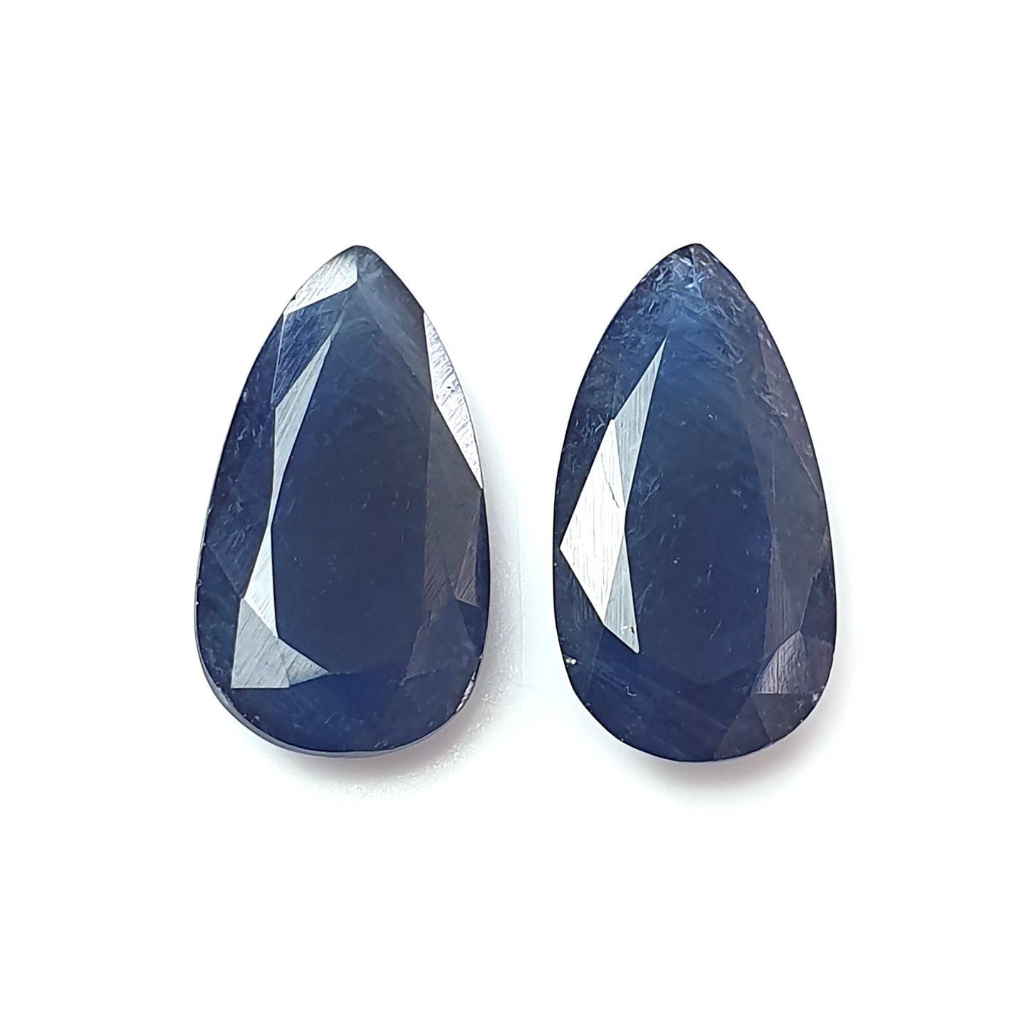 Blue Sapphire Gemstone Fancy Cut :21.70cts Natural Untreated Sapphire Both Side Faceted Pear Shape Pair 20*11mm For Jewelry