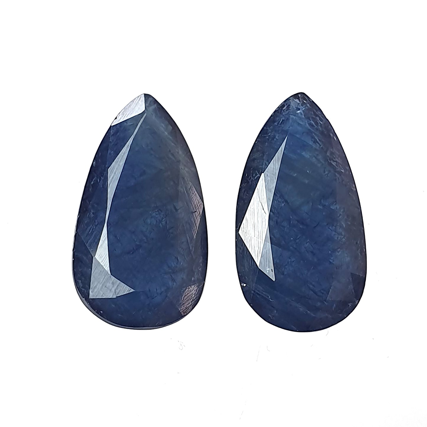 Blue Sapphire Gemstone Fancy Cut :21.70cts Natural Untreated Sapphire Both Side Faceted Pear Shape Pair 20*11mm For Jewelry