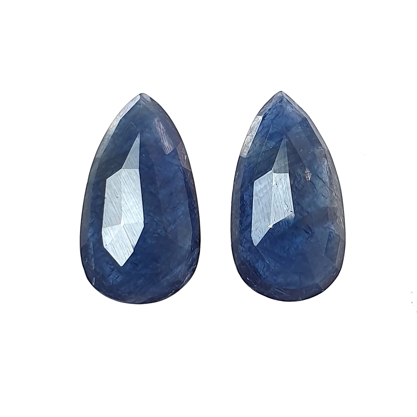 Blue Sapphire Gemstone Fancy Cut :21.70cts Natural Untreated Sapphire Both Side Faceted Pear Shape Pair 20*11mm For Jewelry