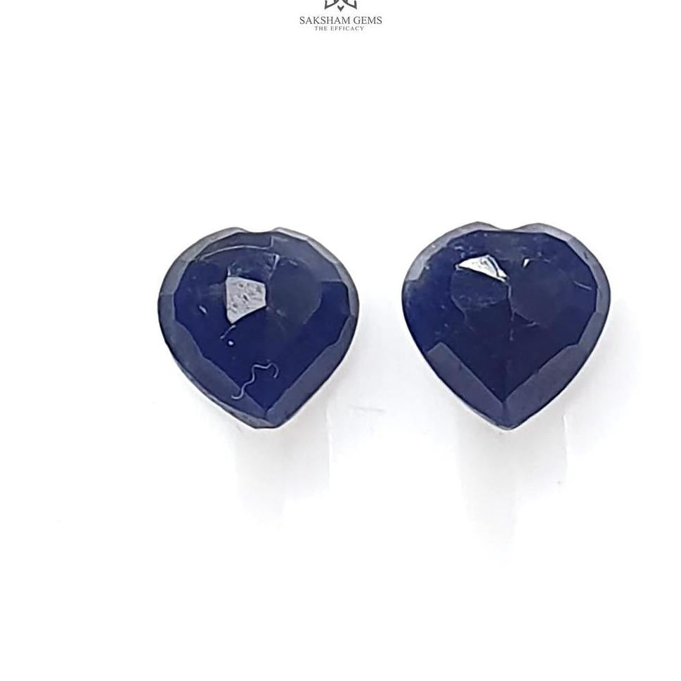 Blue Sapphire Heart Faceted Cut: 1.40cts Natural Untreated Unheated Sapphire Heart Shape Pair For Jewelry 5mm