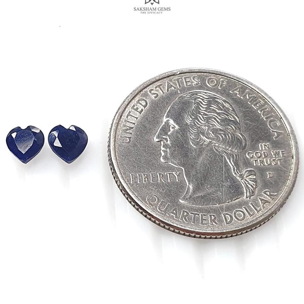 Blue Sapphire Heart Faceted Cut: 1.40cts Natural Untreated Unheated Sapphire Heart Shape Pair For Jewelry 5mm