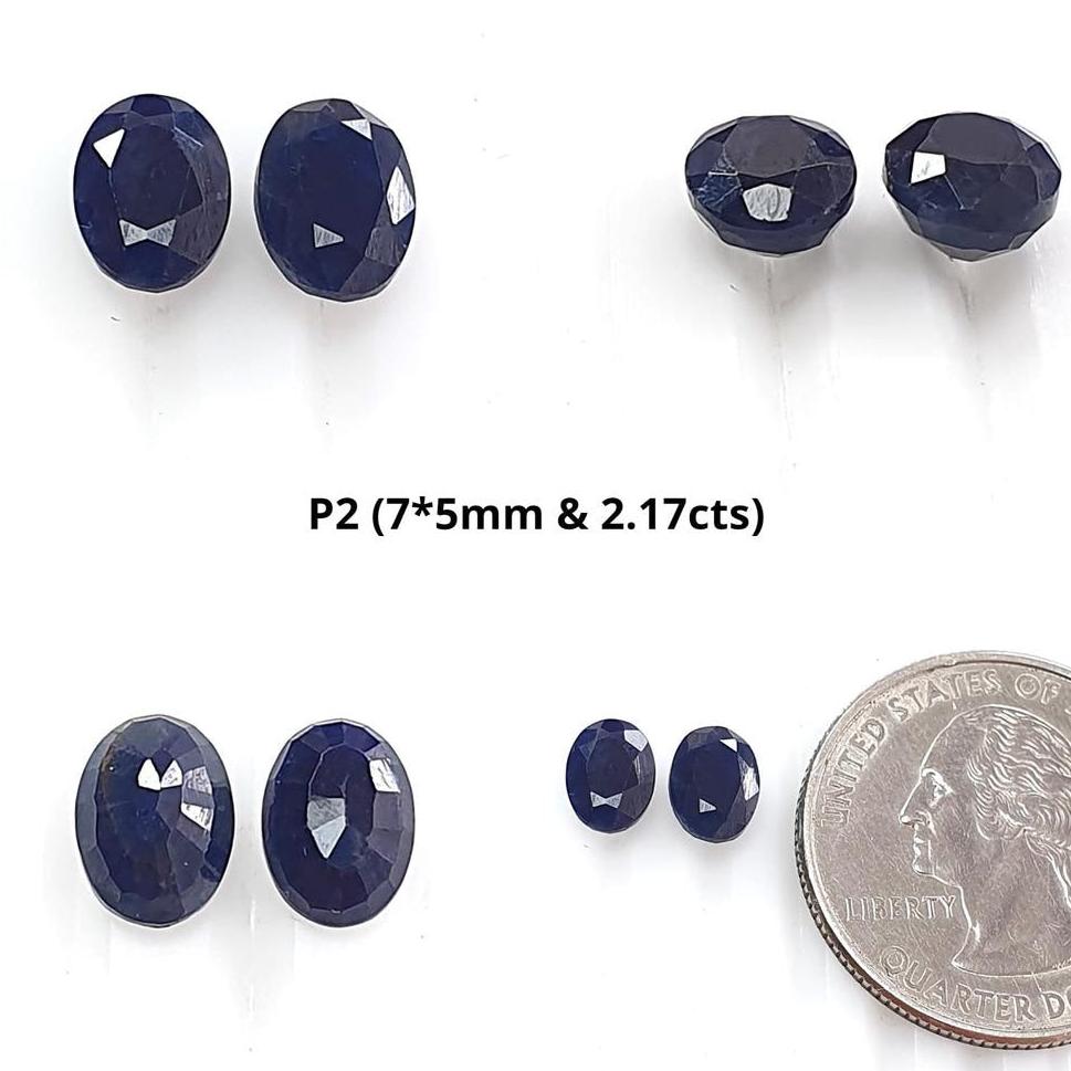 Blue Sapphire Oval Faceted Cut: 2.17cts Natural Untreated Unheated Sapphire Oval Shape Pair For Jewelry 7*5mm