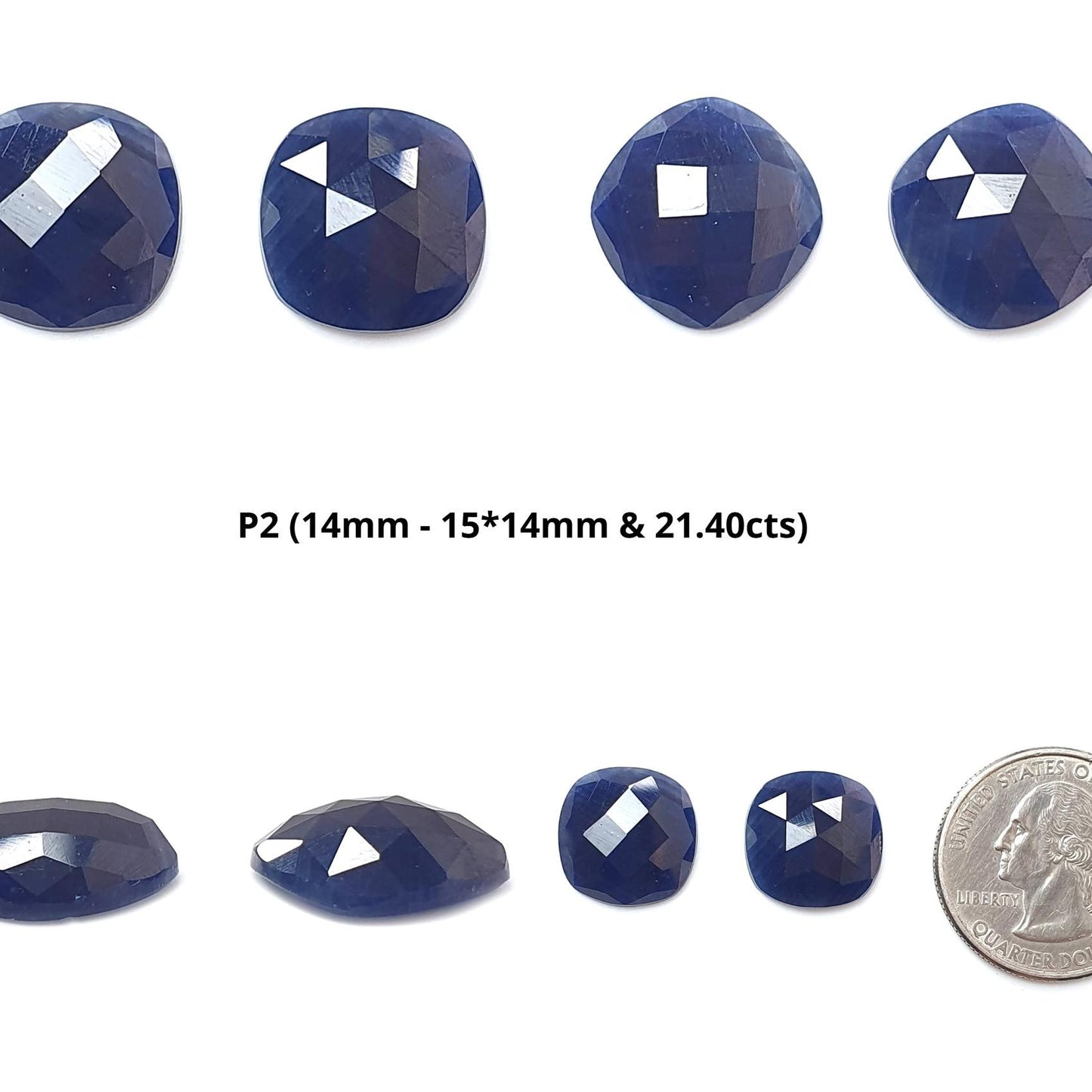 Blue Sapphire Gemstone Checker Cut: Natural Untreated Unheated Sapphire Cushion Shape Pair for Jewelry September Birthstone