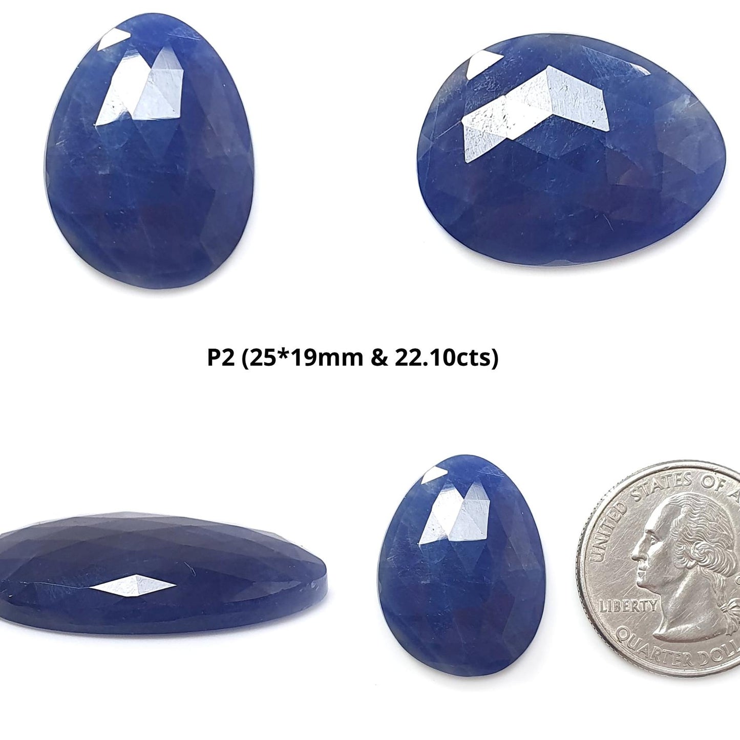 Blue Sapphire Gemstone Rose Cut Slices: Natural Untreated Unheated Sapphire Faceted Fancy Shape 1pc for Jewelry September Birthstone
