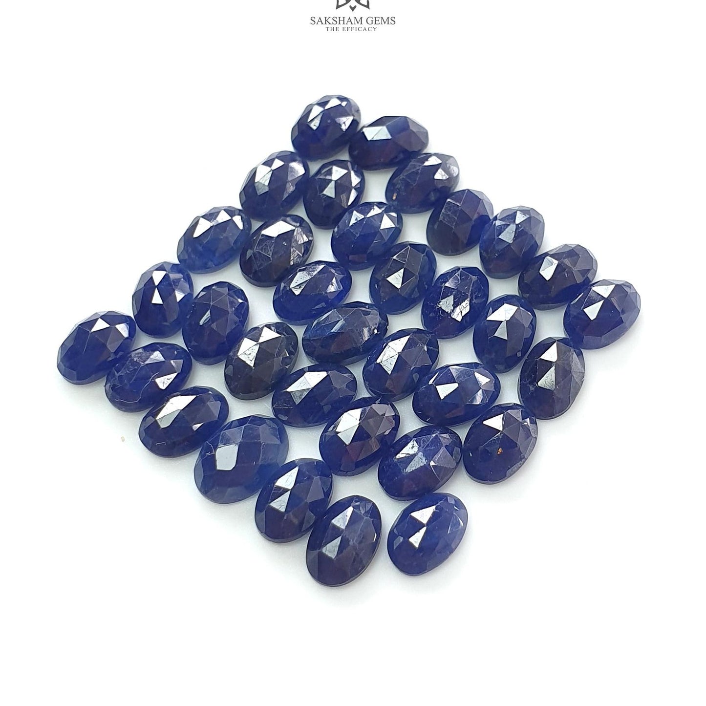 Blue Sapphire Checker Cut : 22.90cts Natural Untreated Sapphire Oval Shape 6*4mm 34pcs Lot