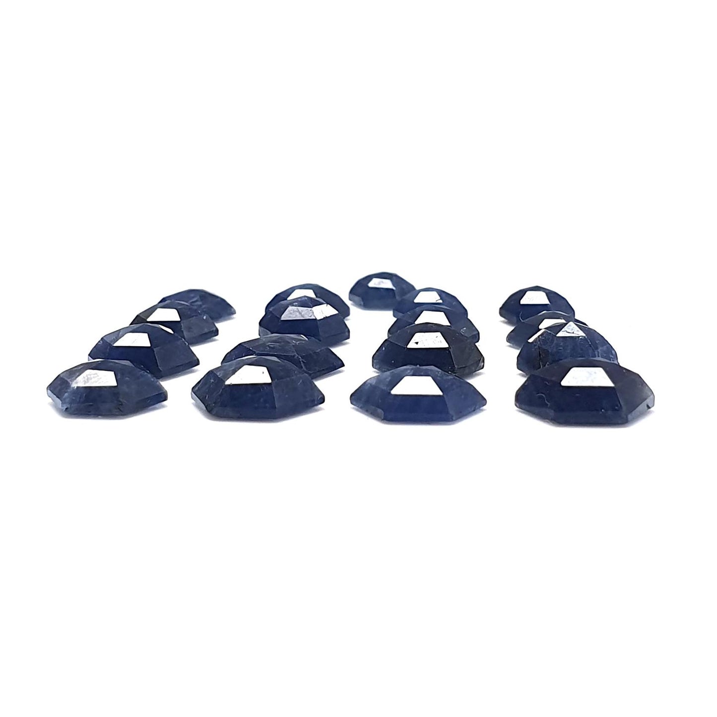 Blue Sapphire Gemstone Step Cut: 37.40cts Natural Untreated Sapphire Hexagon Shape Faceted 6*7mm - 10*9mm 17pcs Lot September Birthstone