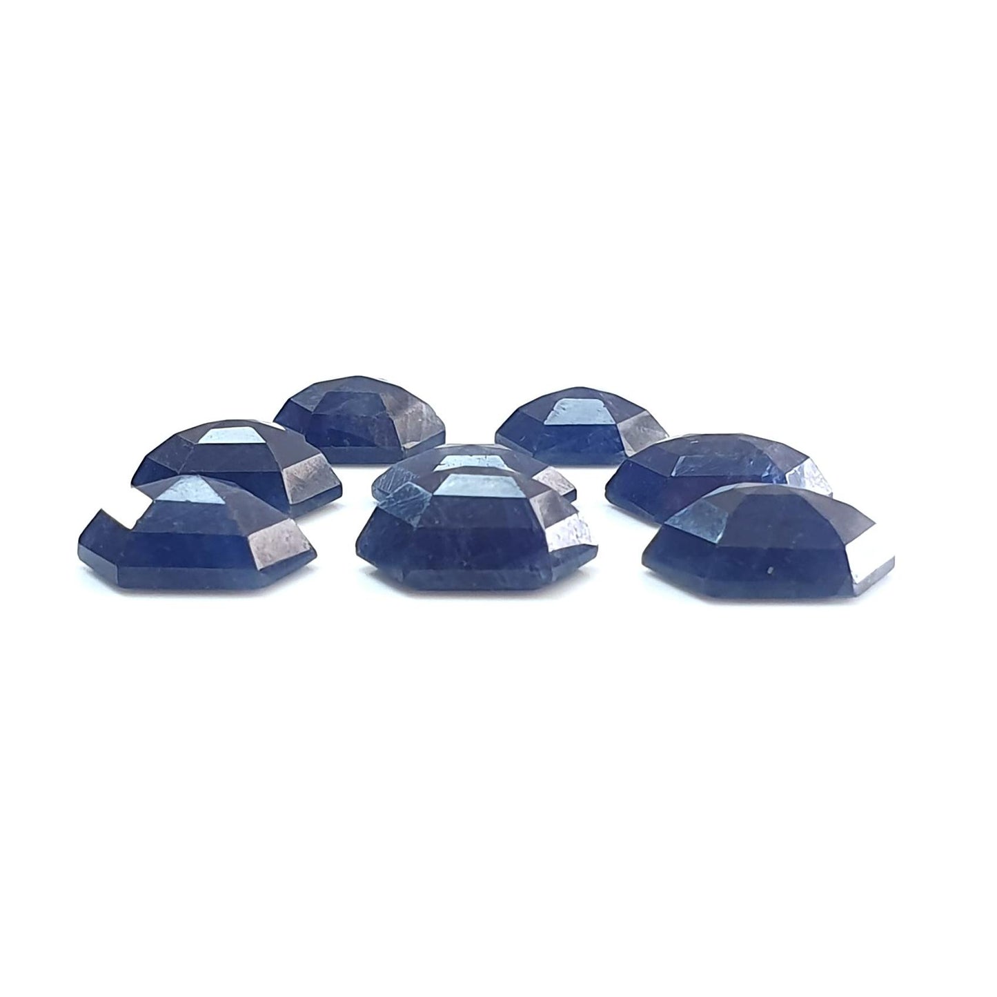 Blue Sapphire Gemstone Step Cut: 37.60cts Natural Untreated Sapphire Hexagon Shape Faceted 10.5*8mm - 13*10mm 8pcs Lot September Birthstone