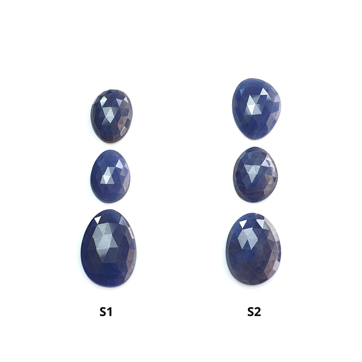 Blue Sapphire Gemstone Rose Cut Slices: Natural Untreated Unheated Sapphire Fancy Shape 3pcs Set for Jewelry September Birthstone