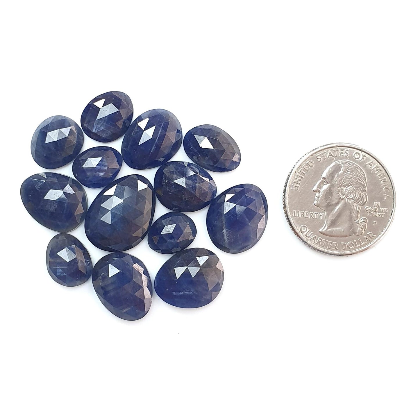 Blue, Pink Sapphire Gemstone Rose Cut Slices: Natural Untreated Unheated Sapphire Fancy Shape Faceted Lots for Jewelry September Birthstone