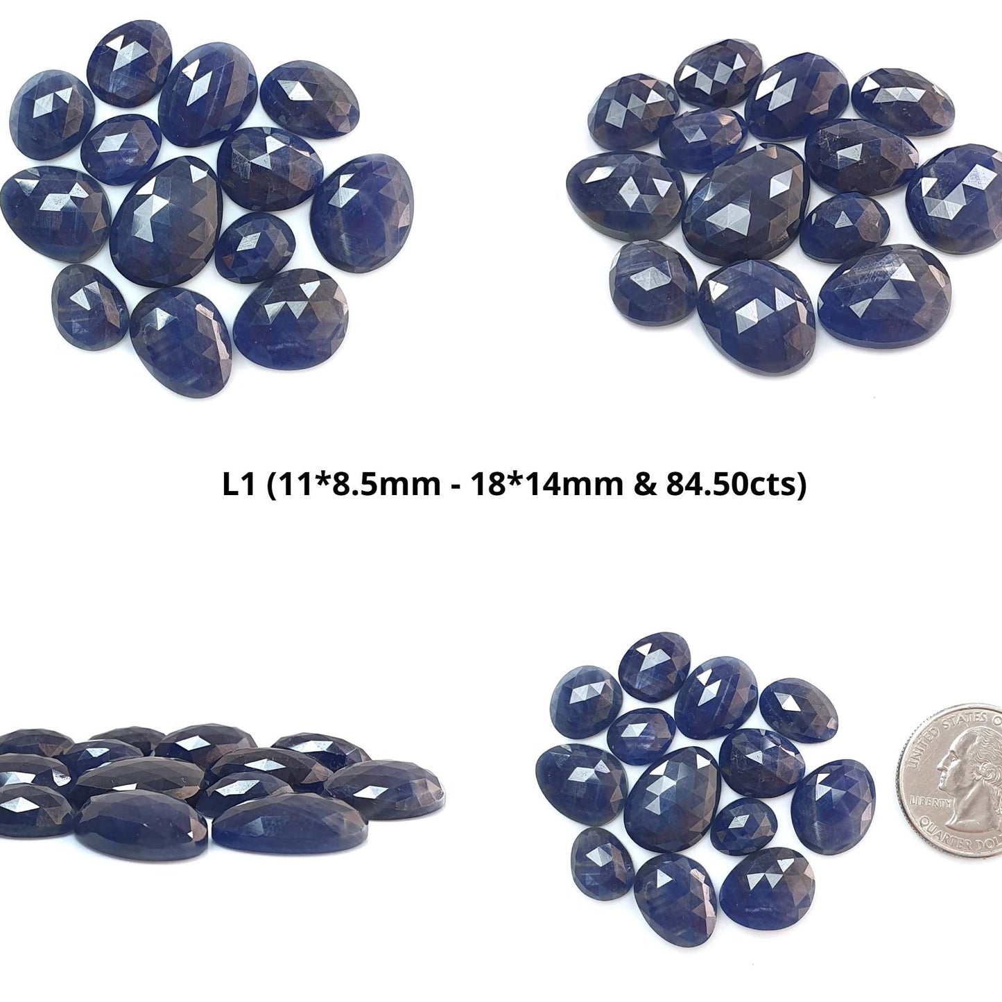 Blue, Pink Sapphire Gemstone Rose Cut Slices: Natural Untreated Unheated Sapphire Fancy Shape Faceted Lots for Jewelry September Birthstone