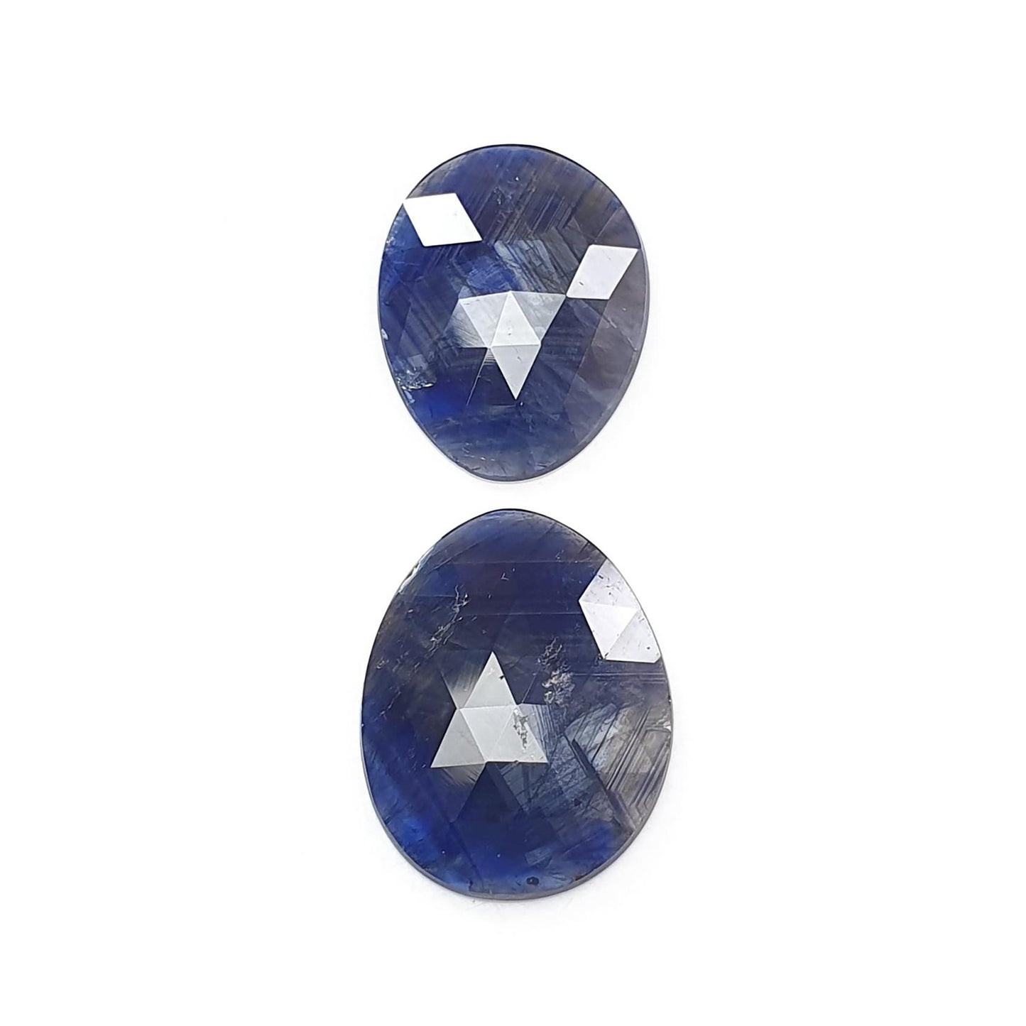 Blue Sapphire Gemstone Rose Cut Slices: Natural Untreated Unheated Sapphire Fancy Shape 2pcs, 3pcs Set for Jewelry September Birthstone
