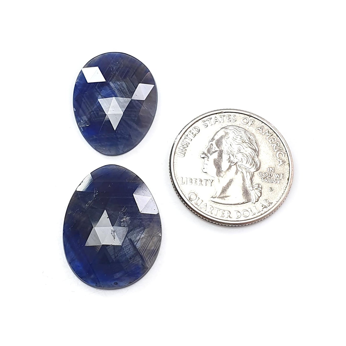 Blue Sapphire Gemstone Rose Cut Slices: Natural Untreated Unheated Sapphire Fancy Shape 2pcs, 3pcs Set for Jewelry September Birthstone